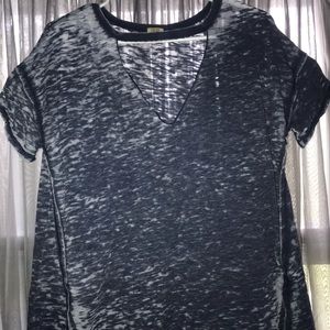 True Craft navy blue worn shortsleeved shirt.